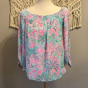 Lilly Pulitzer Pink and Blue Printed Blouse